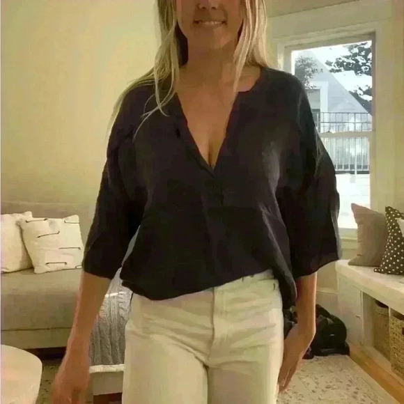 ZARA Boxy Navy Blouse - Medium - Picture 2 of 6